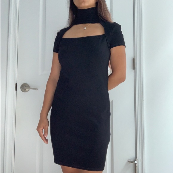HP 💕 Helmut Lang || Wool Mock-Neck Cutout Dress - Picture 2 of 8